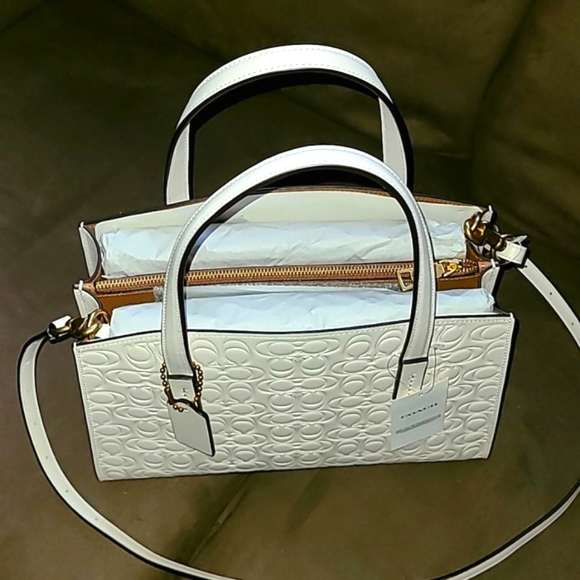 NWT CHALK Coach Charlie Debossed Sig C Leather 28 Carryall w/ dustbag - Picture 2 of 8